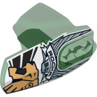 Large Figure Limb Cover, Size 5, Armor with Ball Joint Socket with 'ROCKA 3.0' and Gold Lion Head Print Trans-Green