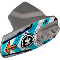 Large Figure Limb Cover, Size 5, Armor with Ball Joint Socket with Orange Arrows, Blue and White Chevrons, and Hero Factory Logo Print Mattsilber