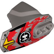 Large Figure Limb Cover, Size 5, Armor with Ball Joint Socket with Hero Factory Logo and Furno Flames Print Flat Silver