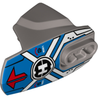 Large Figure Limb Cover, Size 5, Armor with Ball Joint Socket with Red Arrows, Blue Markings, and Hero Factory Logo Print Mattsilber
