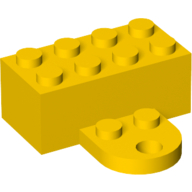 Stein Magnet 2 × 4 mit rund Platte 2 × 2 Gelb