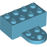 Brick Magnet 2 × 4 with Round Plate 2 × 2 Medium Azure