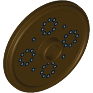 Shield Round with Stud and Raised Rim with Silver Dots Print Dark Brown