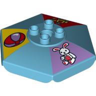 Duplo Umbrella / Parasol Top with Axle Hole with Bunny / Rabbit, Excavator and Beach Ball Print Mittelazur
