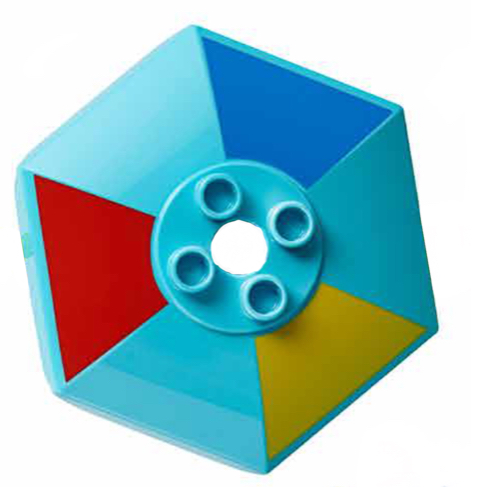 Duplo Umbrella / Parasol Top with Axle Hole with Red, Blue and Yellow Triangles Print Medium Azure