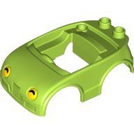 Duplo Car Body with 2 Studs on Back, & Yellow Headlights with Black Shadow Print Limette