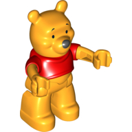 Duplo Figure Bear, with Red Shirt Print (Winnie the Pooh) Leuchtendes Hellorange