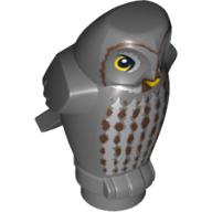 Animal, Bird, Owl Small, Angular Features with Yellow Eyes and Light Bluish Gray Vertical Chest Feathers Print Dark Bluish Gray