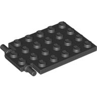 Plate Special 4 × 6 with Trap Door Hinge [Long Pins] Black