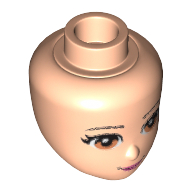 Minidoll Head, Light Brown Eyes, Dark Pink Lips and Closed Mouth Print Light Nougat