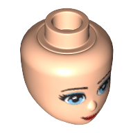 Minidoll Head, Light Blue Eyes with Eye Shadow, Red Lips and Closed Mouth Print in 