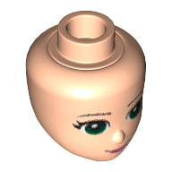 Minidoll Head with Green Eyes, Pink Lips and Closed Mouth Print Light Nougat