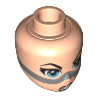 Minidoll Head, Dark Azure Eyes, Black Lips and Open Mouth Snarl with Silver Strap Print (Lashina) in 