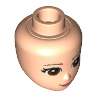 Minidoll Head with Brown Eyes, Pink Lips and Closed Mouth Print Light Nougat