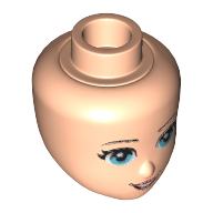 Minidoll Head with Light Blue Eyes, Eyelashes and Open Mouth Print Hellnougat