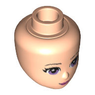 Minidoll Head, Purple Eyes, Dark Pink Lips and Closed Mouth Print Light Nougat