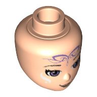 Minidoll Head with Medium Lavender Eyes and Elven Tattoo Print [Aira] Light Nougat
