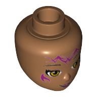 Minidoll Head with Small Smile, Light Brown Eyes and Elves Tribal Print [Azari] Medium Nougat