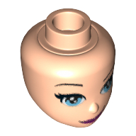 Minidoll Head with Blue Eyes and Magenta Lips with Smirk Print Light Nougat