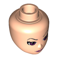 Minidoll Head with Magenta Eyes and Lips and Thin Eyebrows Print (Ragana) Light Nougat