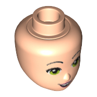 Minidoll Head, Lime Eyes, Eyebrows, Pink Lips and Open Smile Print Light Nougat