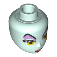 Minidoll Head, Yellow Eyes, Raised Eyebrows, Lavender Eye Shadow, Red Lips, Open Mouth Print (Maleficent) in 