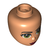 Minidoll Head with Olive Green Eyes, Dark Red Lips Nougat
