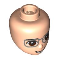 Minidoll Head, Reddish Brown Eyes, Silver Glasses Hellnougat