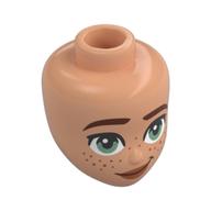 Minidoll Head, Medium Nougat Eyebrows, Right Raised, Freckles, Nougat Lips, Lobsided Grin Nougat