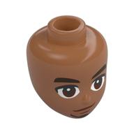 Minidoll Head Dark Brown Eyebrows, Reddish Brown Eyes, Goatee Sienna Brown