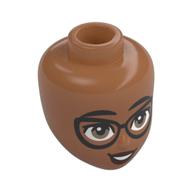Minidoll Head, Black Eyes, Glasses, Brown Eyes, Dark Red Lips Sienna Brown