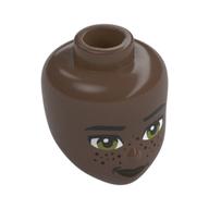 Minidoll Head, Eyebrows, Olive Green Eyes, Dark Red Freckles Umber Brown