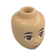 Minidoll Head, Small Black Eyebrows, Brown Eyes, Lopsided Grin Warmes Beige