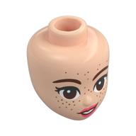 Minidoll Head Reddish Brown Eyebrows, Eyes, Freckles, Coral Lips, Crooked Smile Light Nougat