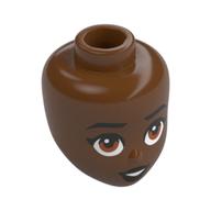 Minidoll Head, Black Eyebrows, Brown Eyes, Dark Brown Lips Reddish Brown