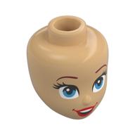 Minidoll Head, Dark Red Eyebrows, Dark Azure Eyes, Red Lips Warmes Beige