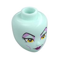 Minidoll Head, Lavender Eyeshadow, Thin Black Eyebrows, Yellow Eyes, Dark Purple Lips Light Aqua