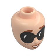 Minidoll Head with Dark Orange Eyebrows, Black Fly Goggle print Hellnougat