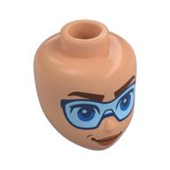 Minidoll Head, Reddish Brown Eyebrows, Large Medium Blue Goggles, Smirk Nougat