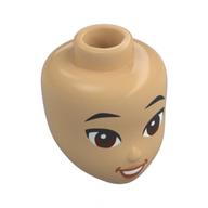 Minidoll Head, Think Black Eyebrows, Brown Eyes, Open Mouth Smile Warmes Beige