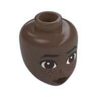 Minidoll Head, Black Eyebrows, Brown Eyes, Freckles Umber Brown