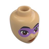 Minidoll Head, Black Eyebrows, Lavender Facemask, Smirk Warm Tan