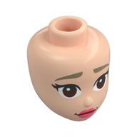 Minidoll Head, Dark Tan Eyebrows, Dark Brown Eyes, Coral Lips Hellnougat