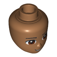 Minidoll Head, Brown Eyes, Black Lips and Open Mouth Medium Nougat
