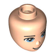 Minidoll Head, Light Blue Eyes and Open Mouth Light Nougat