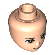 Minidoll Head, Light Brown Eyes, Eyebrows and Open Smile Print Light Nougat