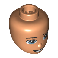 Minidoll Head, Bright Light Blue Eyes, Open Mouth Smile Nougat