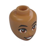 Minidoll Head, Black Eyebrows, Brown Eyes, Open Mouth Smile Medium Nougat
