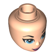 Minidoll Head with Bright Light Blue Eyes and Pink Lips, Open Smile Print (Supergirl) Light Nougat