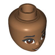 Minidoll Head, Dark Brown Eyes and Lips, Open Smile Print (Moana) in 